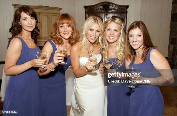 Singer Natasha Bedingfield with bridesmades Bekah Lebeau, Beth Redman, Karin Myrin and Nikola Kolvet before the wedding ceremony between her and Matt...