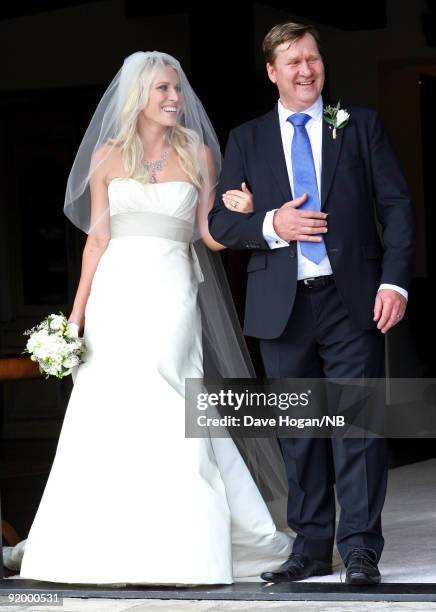 Singer Natasha Bedingfield and father John Bedingfield during her wedding ceremony between her and Matt Robinson held at Church Estate Vinyards on...