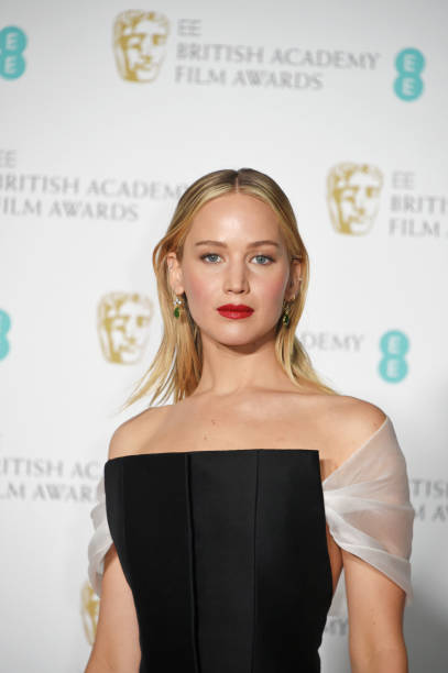 Jennifer Lawrence poses in the press room during the EE British Academy Film Awards held at Royal Albert Hall on February 18, 2018 in London, England.