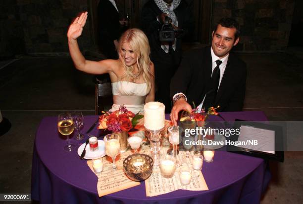 Singer Natasha Bedingfield and Matt Robinson during the reception following their wedding ceremony held at Church Estate Vinyards on March 21, 2009...