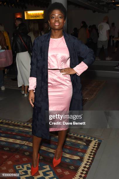 Clara Amfo attends the Ashish show during London Fashion Week February 2018 at BFC Show Space on February 18, 2018 in London, England.