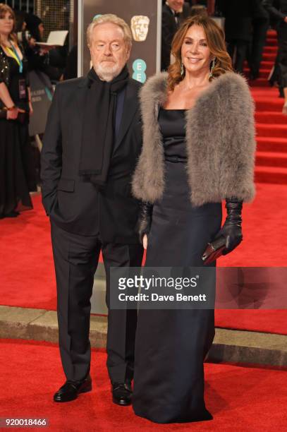 Sir Ridley Scott and Giannina Facio attend the EE British Academy Film Awards held at Royal Albert Hall on February 18, 2018 in London, England.