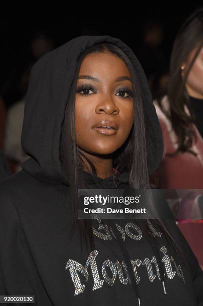 Ray BLK attends the Ashish show during London Fashion Week February 2018 at BFC Show Space on February 18, 2018 in London, England.