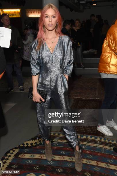 Mary Charteris attends the Ashish show during London Fashion Week February 2018 at BFC Show Space on February 18, 2018 in London, England.