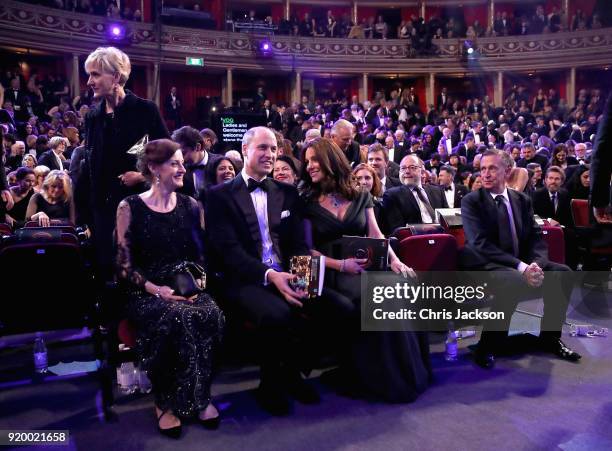 Prince William, Duke of Cambridge and Catherine, Duchess of Cambridge attend the EE British Academy Film Awards held at Royal Albert Hall on February...