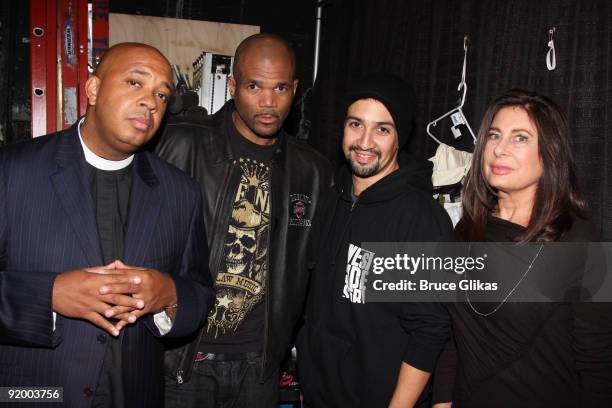 Joseph "Rev Run" Simmons, Darryl "DMC" McDaniels, Lin Manuel Miranda and Chestnut Ridge Productions and producer of "Run-DMC on Broadway" Paula...