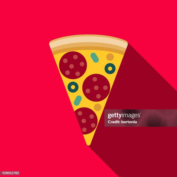 stockillustraties, clipart, cartoons en iconen met pizza plat design street food pictogram - pepperoni pizza