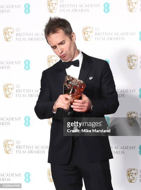 Sam Rockwell, winner of the Best Supporting Actor award for the movie 'Three Billboards Outside Ebbing, Missouri' poses in the press room during the...