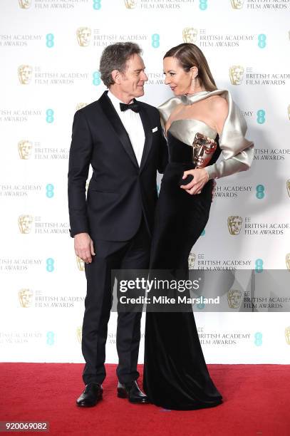 Actress Allison Janney , winner of the Best Supporting Actress award for her role in the movie 'I, Tonya' and Bryan Cranston pose in the press room...