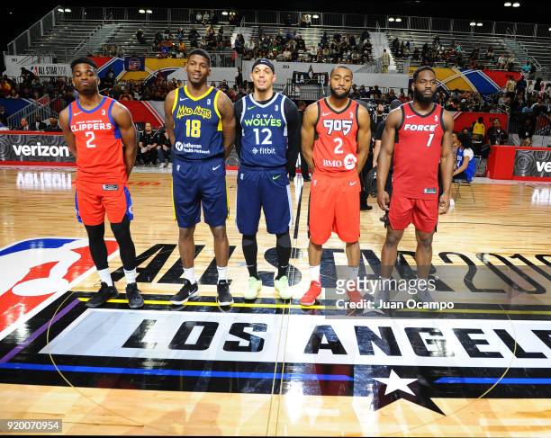Ike Iroegbu of the Agua Caliente Clippers, DeQuan Jones of the Fort Wayne Mad Ants, Michael Bryson of the Iowa Wolves, Aaron Best of the Raptors 905...
