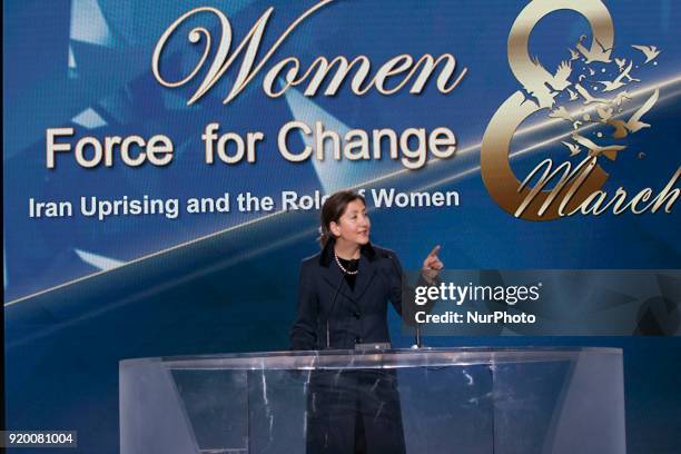 Ingrid Betancourt during a conference on the occasion of International Womens Day on February 17, 2018 in Paris, where speakers encouraged women to...
