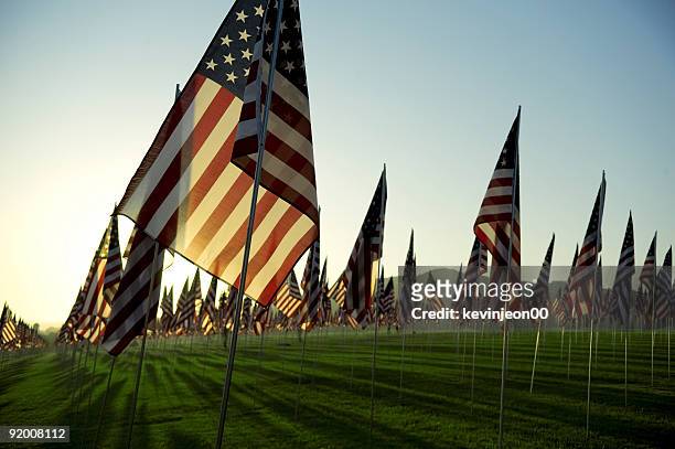 american flags - happy memorial day stock pictures, royalty-free photos & images