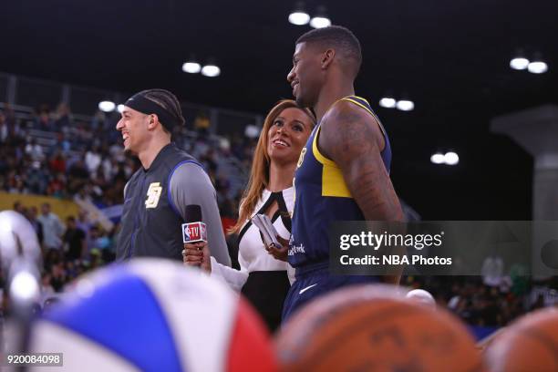 Rosalyn Gold-Onwude interviews Michael Bryson of the Iowa Wolves and DeQuan Jones of the Fort Wayne Mad Ants during the 2018 NBA G-League Slam Dunk...