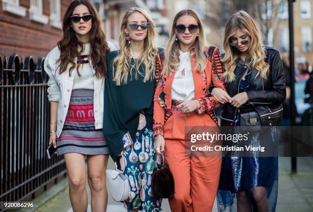 Group of guests seen outside Temperley London during London Fashion Week February 2018 on February 18, 2018 in London, England.