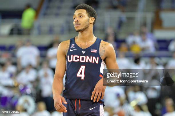 Connecticut Huskies guard Jalen Adams during a game between the ECU Pirates and the UConn Huskies at Williams Arena - Minges Coliseum in Greenville,...