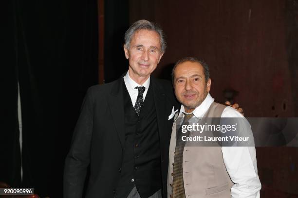 Actors Thierry Lhermitte and Patrick Timsit perform "Inconnu A Cette Adresse Theater Play during "Paroles Citoyennes" 10 shows to wonder about the...