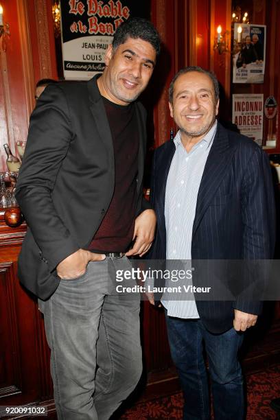 Autor Rachid Benzine and Actor Patrick Timsit attend "Inconnu A Cette Adresse" Theater Play during "Paroles Citoyennes" 10 shows to wonder about the...