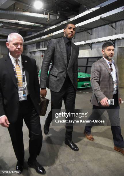 LaMarcus Aldridge arrives to the NBA All-Star Game 2018 at Staples Center on February 18, 2018 in Los Angeles, California.