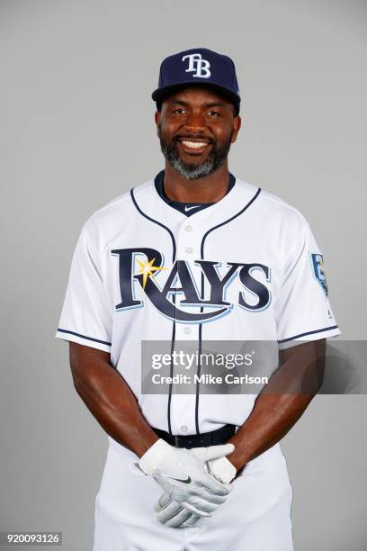 Denard Span of the Tampa Bay Rays poses during Photo Day on Sunday, February 18, 2018 at Charlotte Sports Park in Port Charlotte, Florida.