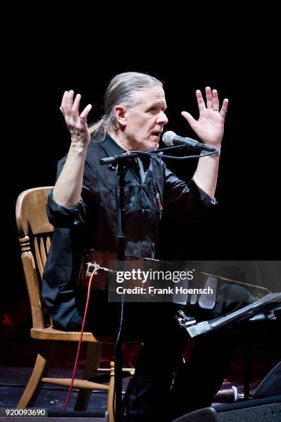 American singer Michael Gira performs live on stage during a concert at the Volksbuehne on February 18, 2018 in Berlin, Germany.