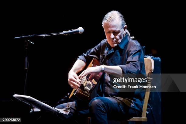 American singer Michael Gira performs live on stage during a concert at the Volksbuehne on February 18, 2018 in Berlin, Germany.