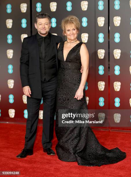 Andy Serkis and Lorraine Ashbourne attend the EE British Academy Film Awards held at Royal Albert Hall on February 18, 2018 in London, England.