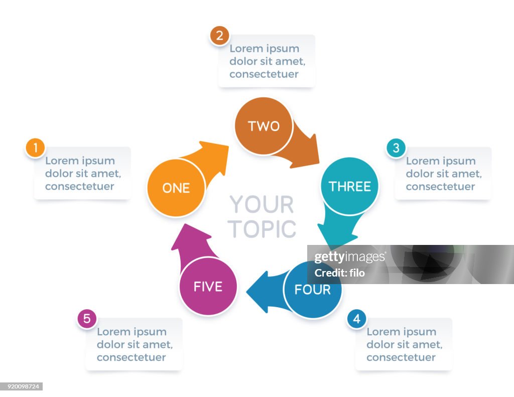 Fünf Optionen Pfeil Infografik Diagramm