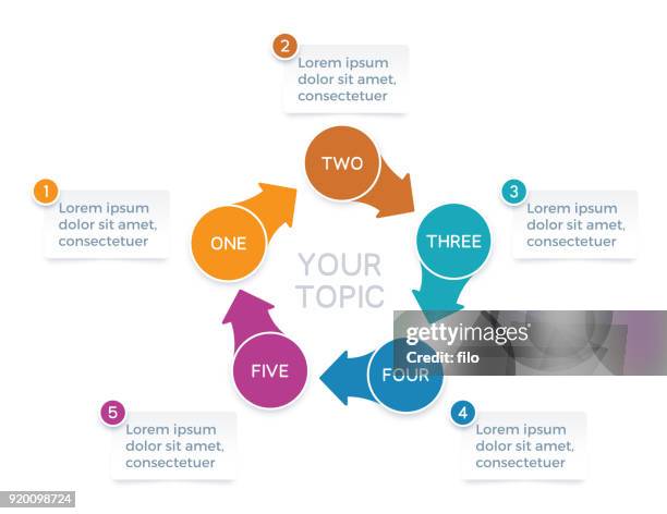 five options arrow infographic chart - following arrows stock illustrations