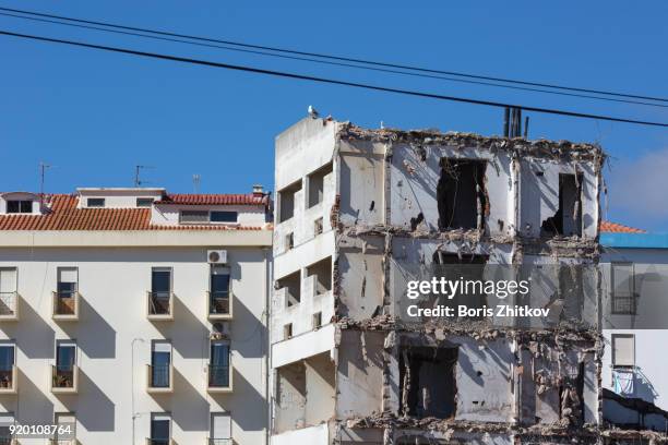 ruined building. - destroyed city stock pictures, royalty-free photos & images