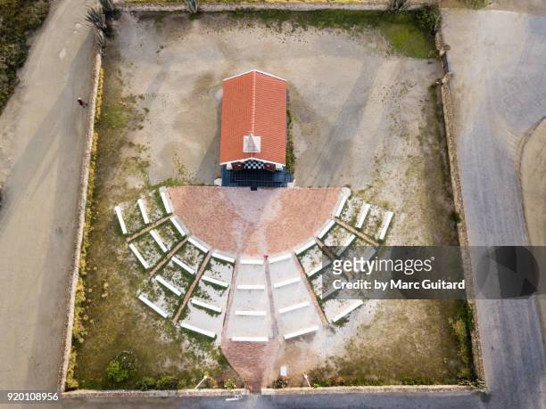 aerial view of the alto vista chapel, aruba - noord amerika stock-fotos und bilder