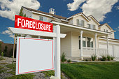 Blank Foreclosure Sign in Front of House