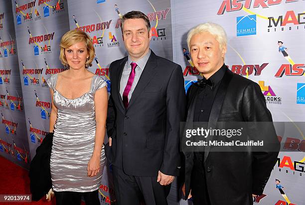 Producer Maryann Garger, director David Bowers and the son of Astro Boy creator Macoto Tezuka arrive at the Los Angeles Premiere of "Astro Boy" held...