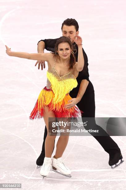 Kavita Lorenz and Joti Polizoakis of Germany compete during the Figure Skating Ice Dance Short Dance on day 10 of the PyeongChang 2018 Winter Olympic...