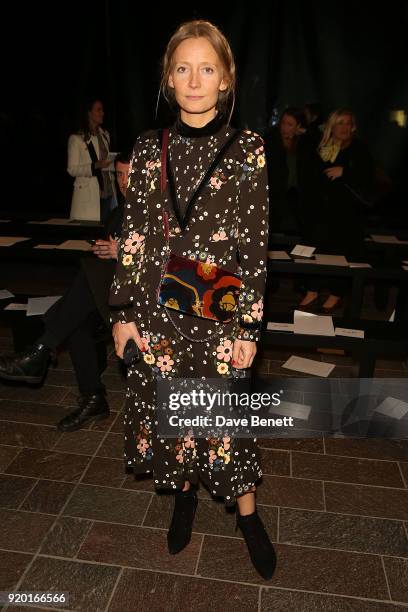 Martha Ward attends the Mary Katrantzou show during London Fashion Week February 2018 at Central St Martins on February 18, 2018 in London, England.