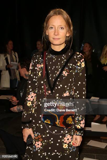 Martha Ward attends the Mary Katrantzou show during London Fashion Week February 2018 at Central St Martins on February 18, 2018 in London, England.