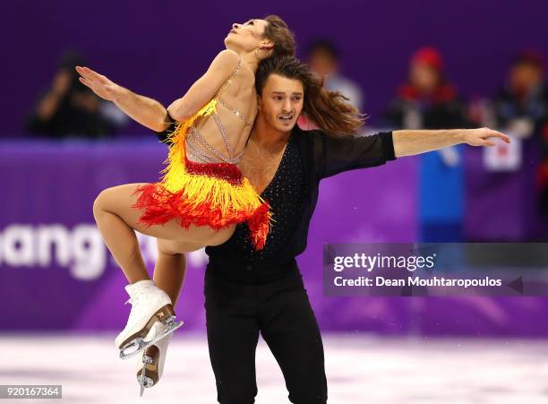 Kavita Lorenz and Joti Polizoakis of Germany compete during the Figure Skating Ice Dance Short Dance on day 10 of the PyeongChang 2018 Winter Olympic...