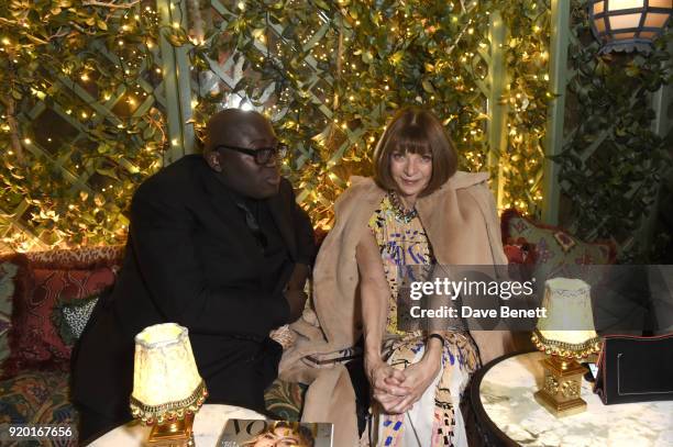 Edward Enninful and Anna Wintour attend as Tiffany & Co. Partners with British Vogue, Edward Enninful, Steve McQueen, Kate Moss and Naomi Campbell to...