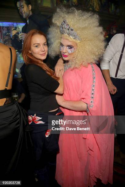 Lindsay Lohan attends the finale of The Box's 7th Birthday with lovebullets in partnership with Belvedere Vodka at The Box on February 18, 2018 in...