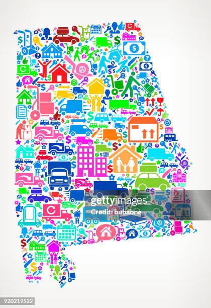 alabama moving and relocation vector icon pattern - movers packing stock illustrations