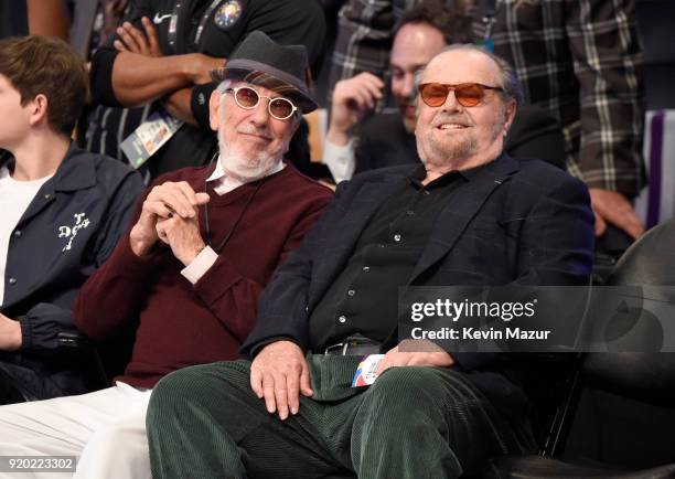 Lou Adler and Jack Nicholson attend the 67th NBA All-Star Game: Team LeBron Vs. Team Stephen at Staples Center on February 18, 2018 in Los Angeles,...