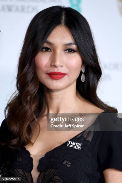 Gemma Chan poses in the press room during the EE British Academy Film Awards held at Royal Albert Hall on February 18, 2018 in London, England.