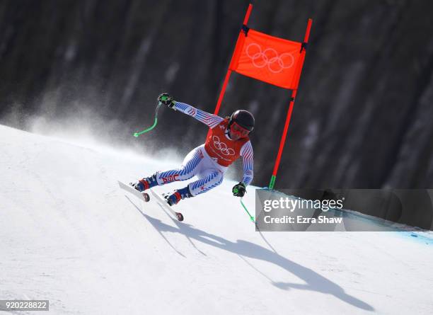 Stacey Cook of the United States makes a run during Alpine Skiing Ladies' Downhill Training on day 10 of the PyeongChang 2018 Winter Olympic Games at...