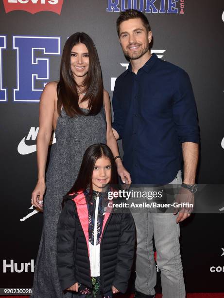 Actors Roselyn Sanchez, Eric Winter and daughter Sebella Rose Winter attend ROOKIE USA Fashion Show at Milk Studios on February 15, 2018 in Los...