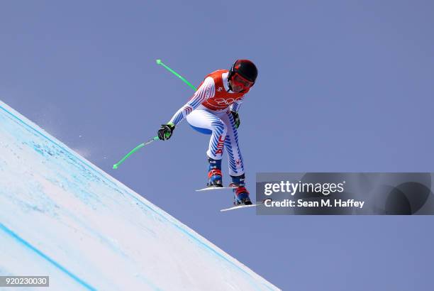 Stacey Cook of the United States makes a run during Alpine Skiing Ladies' Downhill Training on day 10 of the PyeongChang 2018 Winter Olympic Games at...