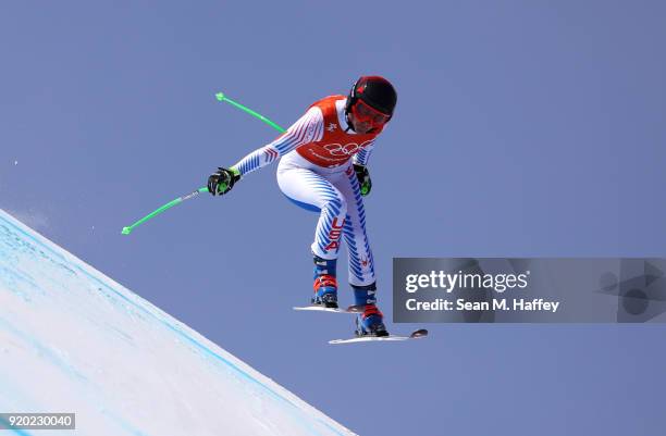 Stacey Cook of the United States makes a run during Alpine Skiing Ladies' Downhill Training on day 10 of the PyeongChang 2018 Winter Olympic Games at...