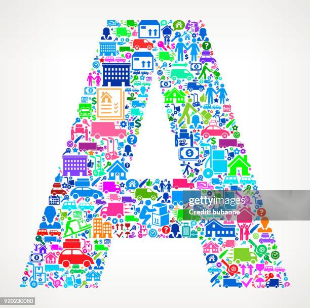 letter a moving and relocation vector icon pattern - movers packing stock illustrations