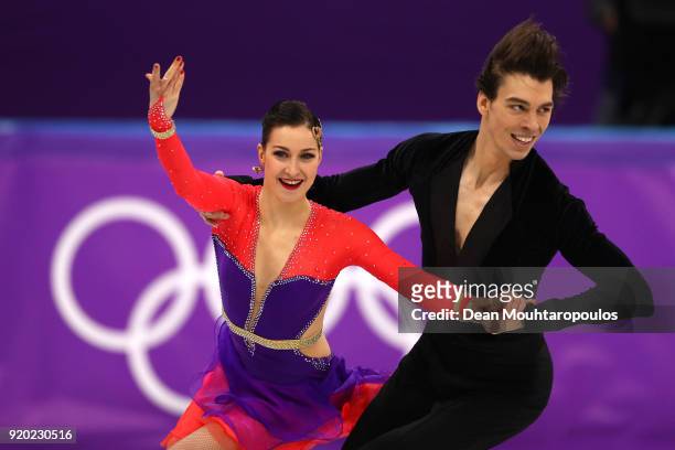 Lucie Mysliveckova and Lukas Csolley of Slovakia compete during the Figure Skating Ice Dance Short Dance on day 10 of the PyeongChang 2018 Winter...