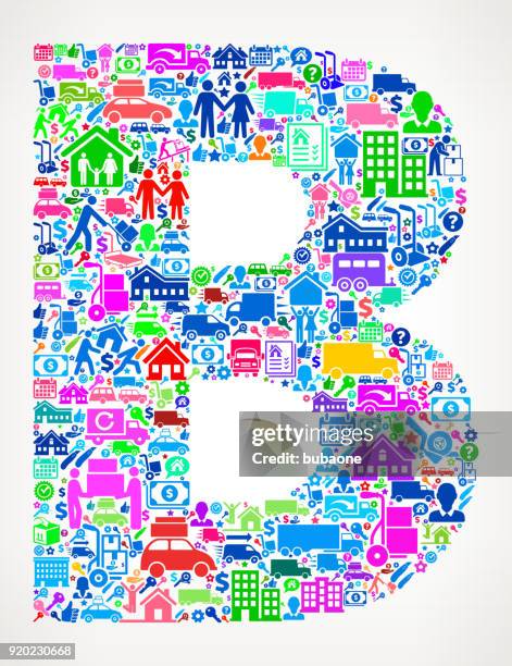 letter b moving and relocation vector icon pattern - movers packing stock illustrations