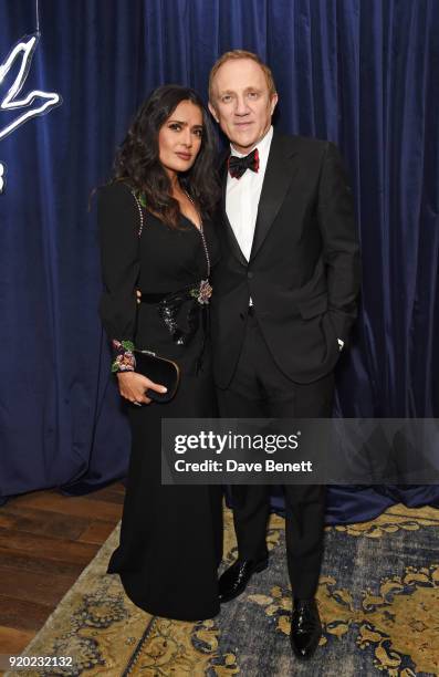 Salma Hayek and Francois-Henri Pinault attend the Grey Goose 2018 BAFTA Awards after party at Soho House on February 18, 2018 in London, England.