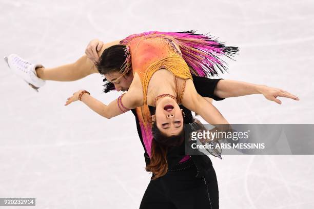 Japan's Kana Muramoto and Japan's Chris Reed compete in the ice dance short dance of the figure skating event during the Pyeongchang 2018 Winter...